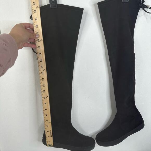 Stuart Weitzman Size 7 Black Suede Over The Knee Platform 'Playtime' Boots - Picture 9 of 16